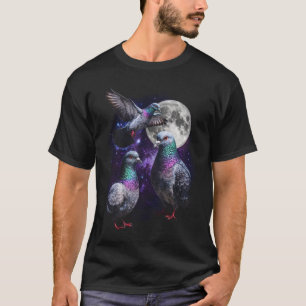 Drei-Tauben-Mond-Kosmik-Retro-Grafik T-Shirt