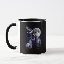 Drei-Tauben-Mond-Kosmisches Retro-Grafik Tasse