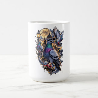 Drei Tauben Vintage-Grafik, Retro-Taubenmond Kaffeetasse