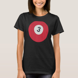 Drei Team Nummer 3 Lucky Red Ball Billiard Pool T-Shirt