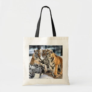 Drei Tiger CUB in den Schnee-Kunst-Geschenken Tragetasche