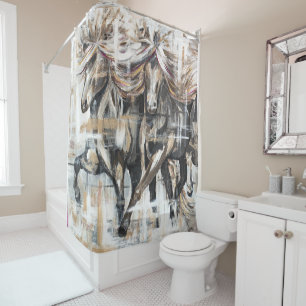 Drei Tölter Braun Duschvorhang