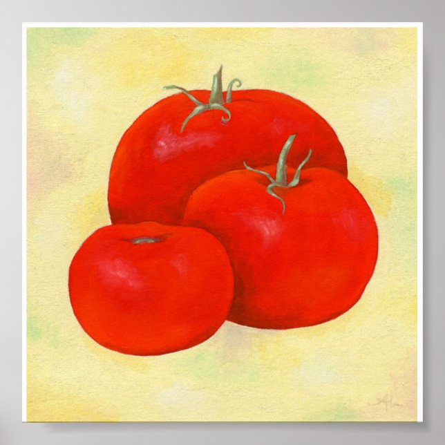 Drei Tomaten/Paradeiser-Malerei Poster (Vorne)