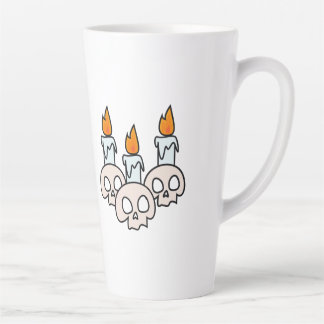 Drei Totenköpfe mit brennenden Kerzen Milchtasse