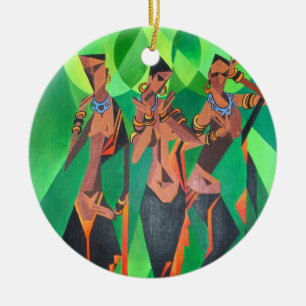 Drei traditionelle schwarze Frauen mit ethnischer  Keramik Ornament