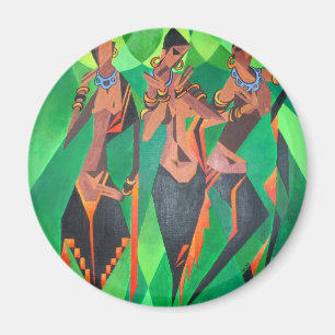 Drei traditionelle schwarze Frauen mit ethnischer  Magnet