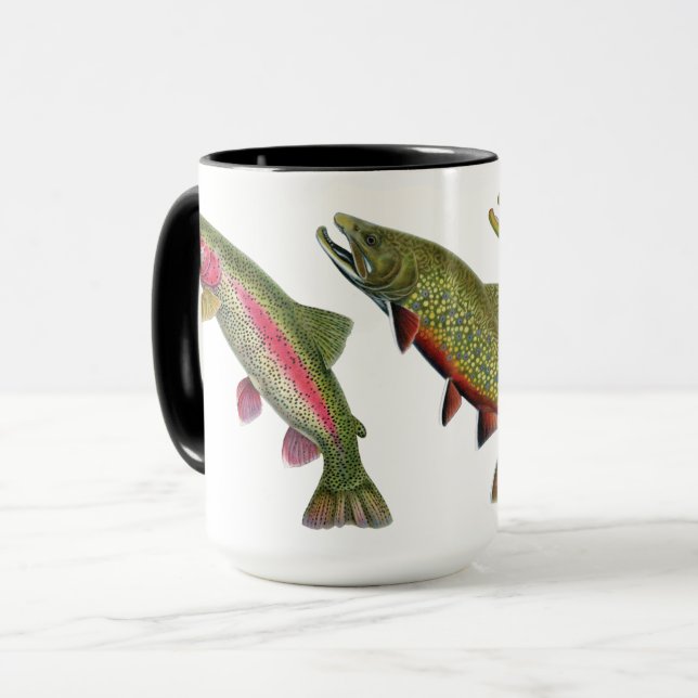 Drei Trout-Kaffee-Tasse Tasse (Vorderseite Links)
