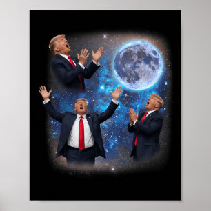 Drei Trumps heulen am Mond seltsames Meme Trump  Poster