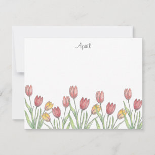 Drei Tulips farbiger Stift, Stift und Tintenzeichn Mitteilungskarte