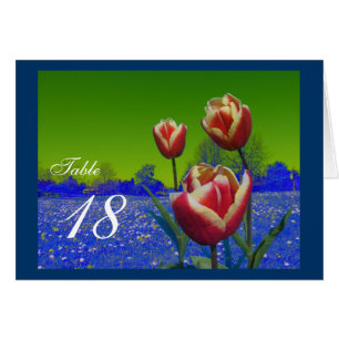 Drei Tulpe-Blume Abendessen Tischnummer-Karten.