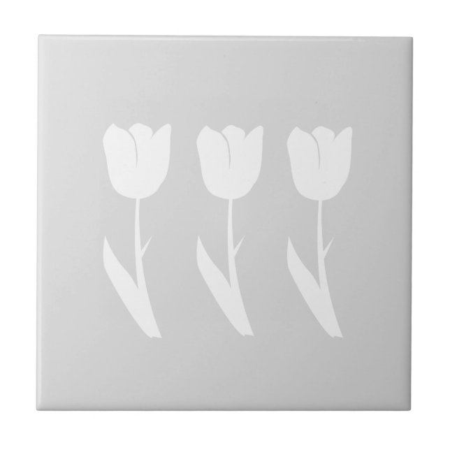 Drei Tulpen in Grauem und in weißem Fliese (Vorderseite)