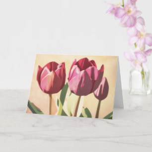 Drei Tulpenblüten Mid-Century Modern Art Karte