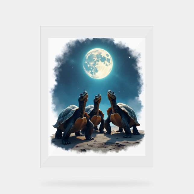 Drei Türken Howl auf dem Mond Wildlife Berg Tur Acrylschild (Vorderseite)