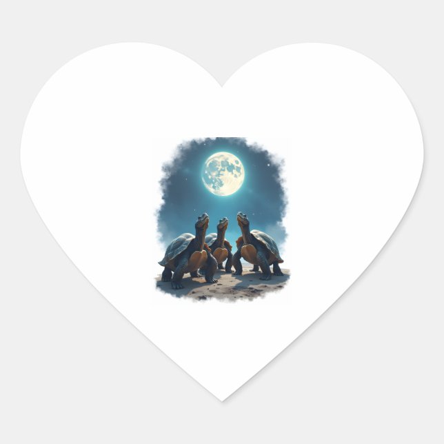 Drei Türken Howl auf dem Mond Wildlife Berg Tur Herz-Aufkleber (Vorderseite)