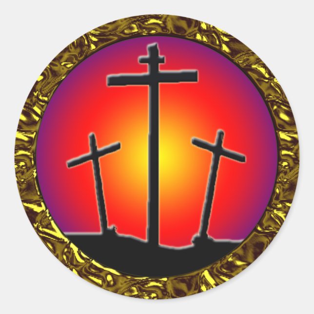 DREI ÜBERSCHREITUNGEN RUNDER AUFKLEBER (Vorderseite)