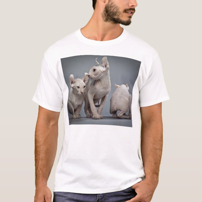 Drei unbehaarte Katzen T-Shirt (Vorderseite)