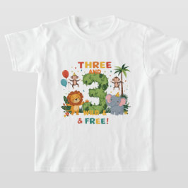Drei und frei & frei - Jungle Party Geburtstag T-Shirt