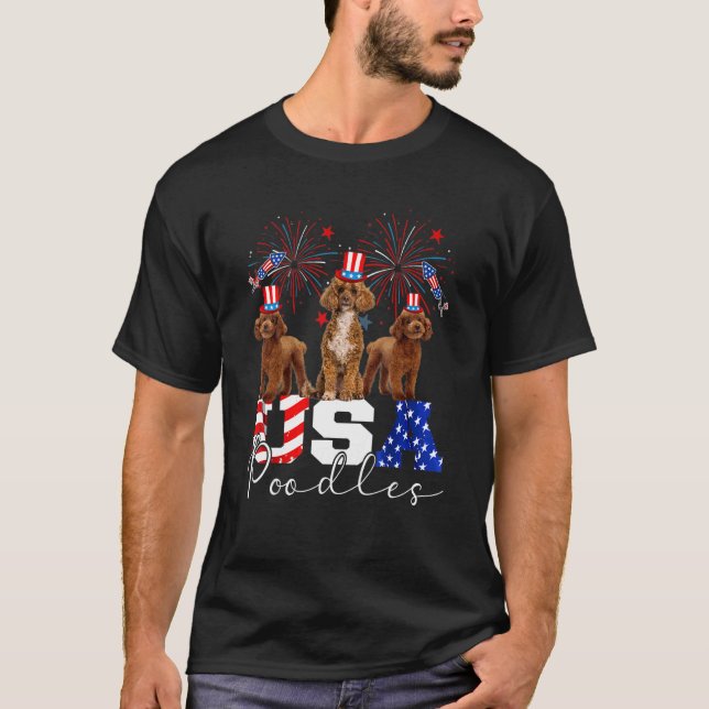 Drei US-amerikanische Poodles Hund tragen Hut-amer T-Shirt (Vorderseite)