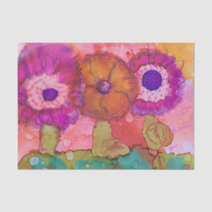 Drei verrückte Blume Boho Alkoholtupfer Design Seidenpapier