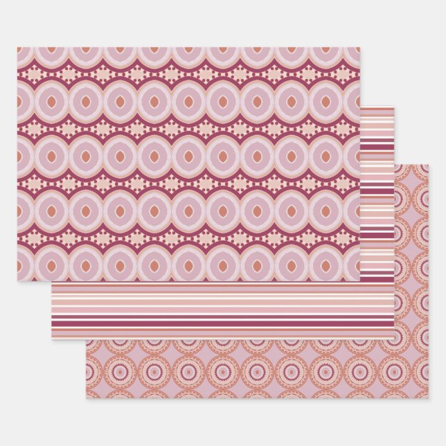 Drei verschiedene Gemusterte Designs Geschenkpapier Set (Set)