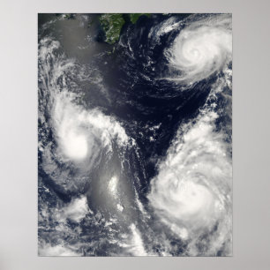 Drei verschiedene Taifune Poster