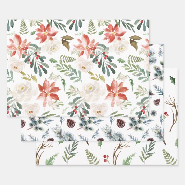 Drei verschiedene Weihnachtsmuster Geschenkpapier Set (Set)