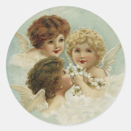 Drei Vintage Angel Cherubs Runder Aufkleber