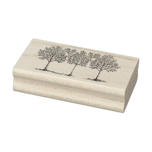 Drei Vintage Bäume Gummistempel