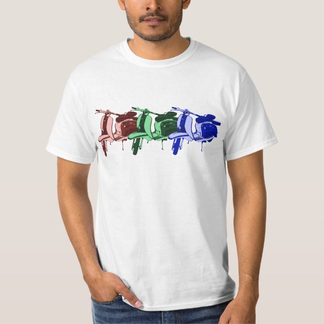 Drei Vintage Sechziger-Roller T-Shirt (Vorderseite)