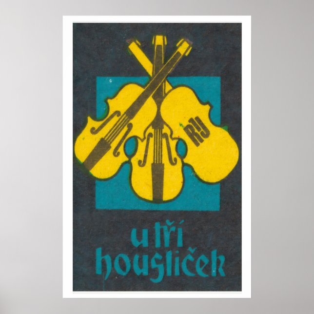 Drei Violinen Matchbox-Kunstposterdruck, Tschechos Poster (Vorne)