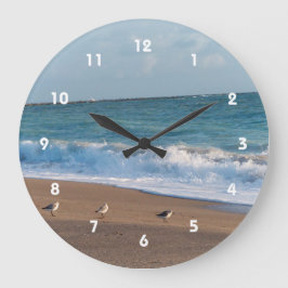 drei Vögel am Strand Foto Florida Runde Wanduhr