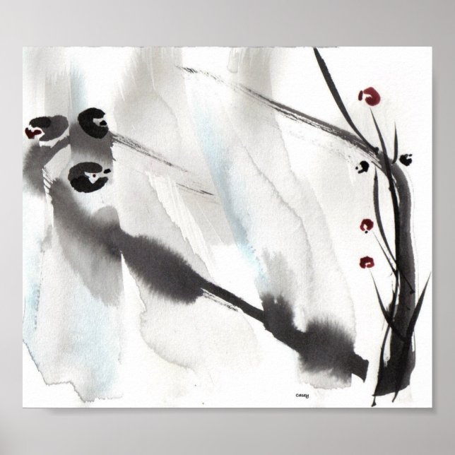 Drei Vögel auf Willow Art Print Poster (Vorne)