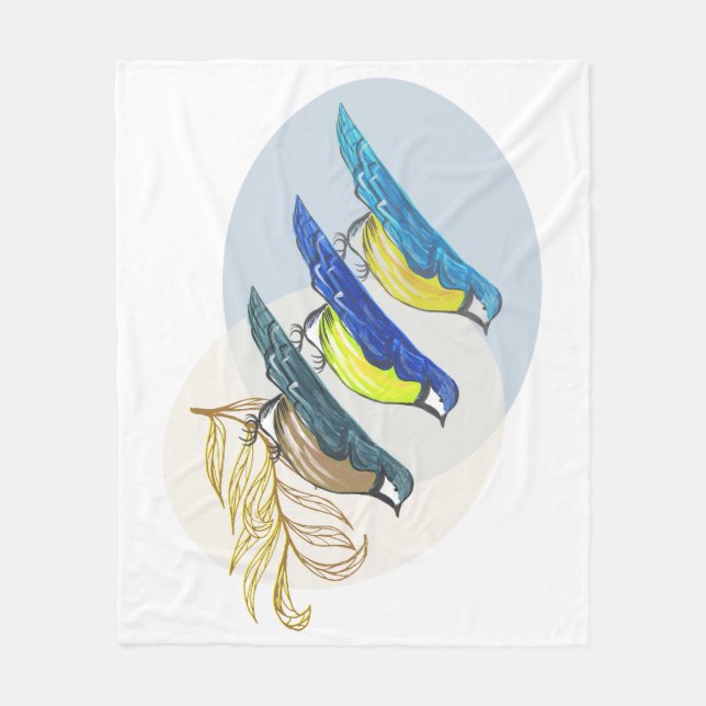 Drei Vögel Fleecedecke (Vorderseite)