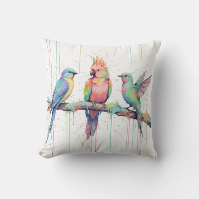 Drei Vögel Kissen (Vorderseite)