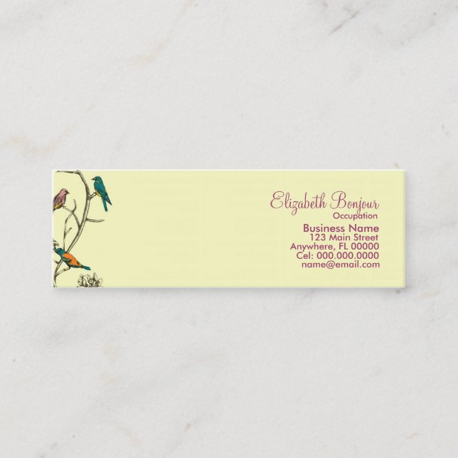 Drei Vögel sprechen ~ Visitenkarten Mini Visitenkarte (Vorderseite)