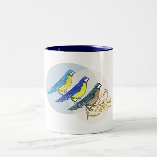 Drei Vögel Zweifarbige Tasse (Mittel)