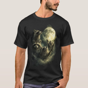 Drei Waschbären in einer Vollmondnacht Lustiger T-Shirt