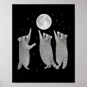 Drei Waschbären und Mond Vintage Waschbär Meme Hal Poster