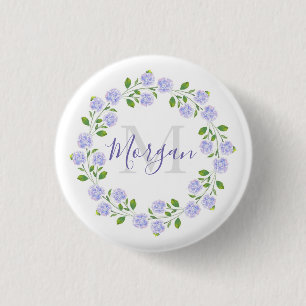 Drei Wasserfarben-Hydrangeas-Blumenreath Button