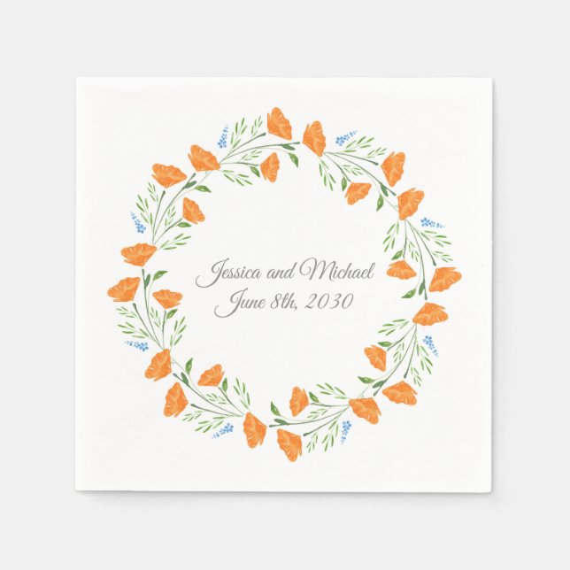 Drei Wasserfarben-Kranz Serviette (Vorderseite)