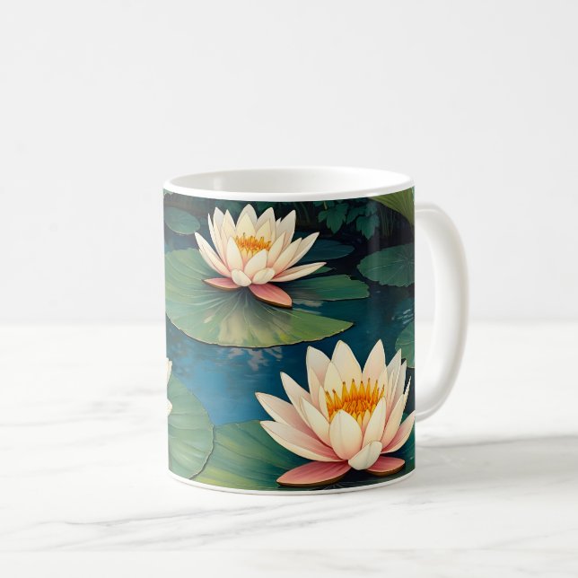 Drei Wasserlilien Kaffeetasse (VorderseiteRechts)