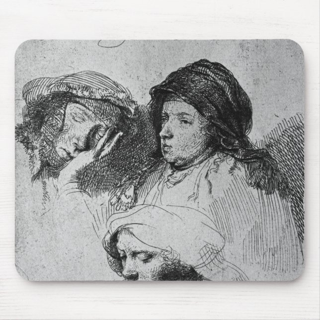 Drei weibliche Köpfe mit einem schlafend, 1637 Mousepad (Vorne)