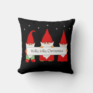 Drei Weihnachts-Gnome auf Schwarz Kissen