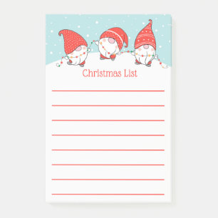 Drei Weihnachts-Gnome-Elfen-Post-It-Notizen Post-it Klebezettel
