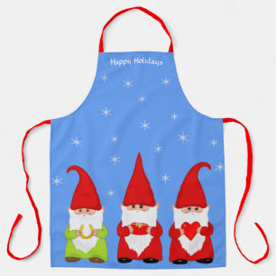 Drei Weihnachts-Gnome & Schneeflocken  Schürze