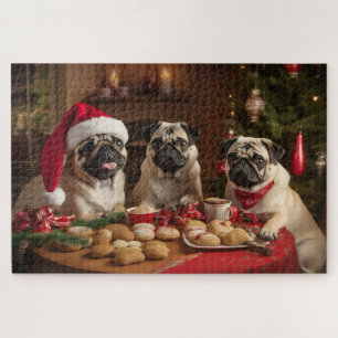 Drei Weihnachts-Mops Puzzle