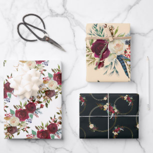 Drei Weihnachtsfeierlichkeiten Geschenkpapier Set