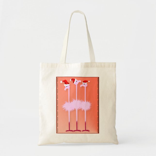 Drei Weihnachtsflamingo-Taschen Tragetasche (Vorne)