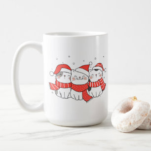 Drei Weihnachtskatzen in Hats und Skarabäen Kaffeetasse
