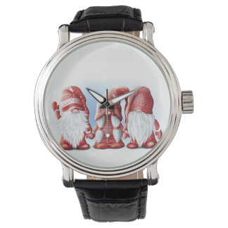 Drei Weihnachtslustige Gnome Coffee Tasse Stone Ma Armbanduhr